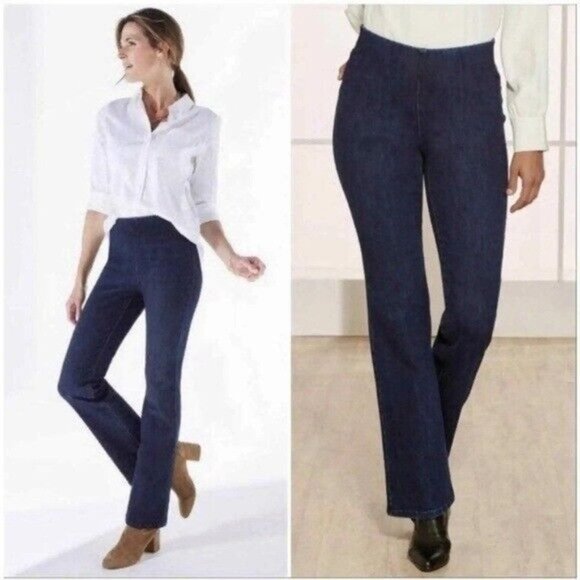 Soft Surroundings The Ultimate Denim Pull-On Bootcut Jeans Size Petite Small - Picture 10 of 10